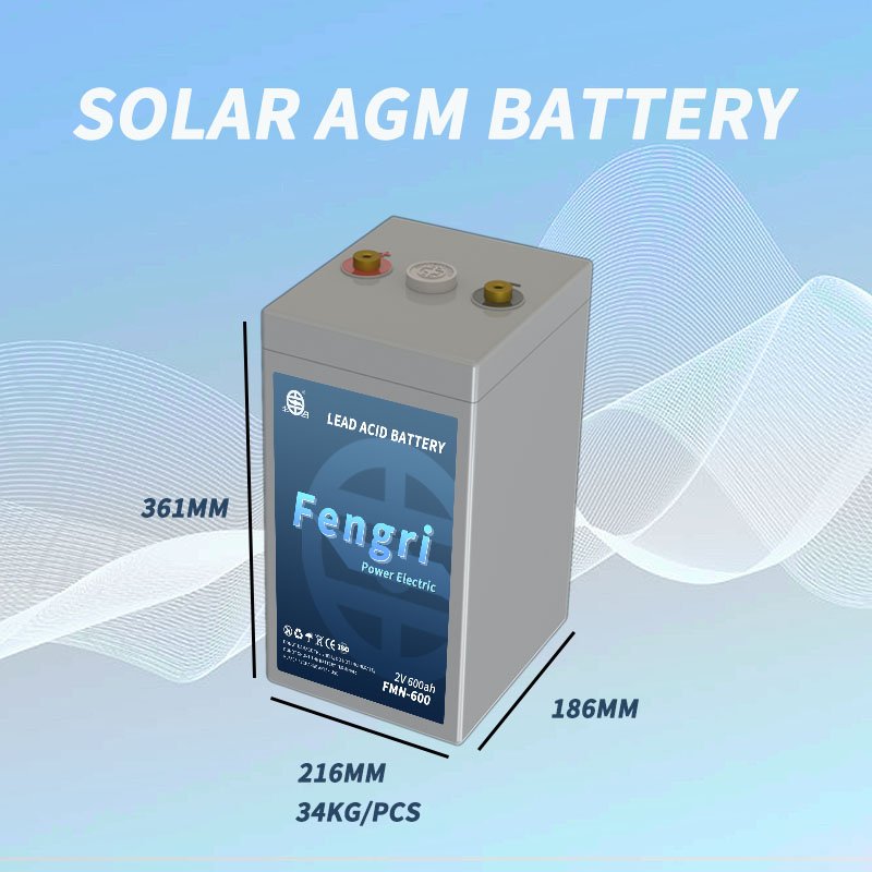 Fengri Solar Gel Type Battery 2v Deep Cycle AGM Sealed Lead Acid Battery Dry Cell Battery ABS Flat Plate 12v Dry Cell 7amps 600