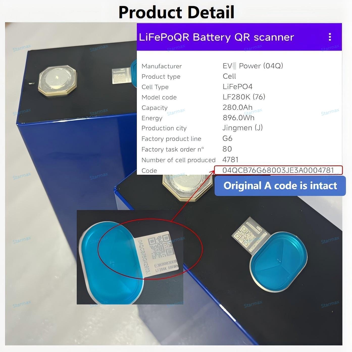 Starmax Ev 3.2V 280Ah 51.2V 48V 24V 12V Lifepo4 Battery Prismatic Cell Lithium Ion Battery For 48v Diy Battery Box 280Ah Pack