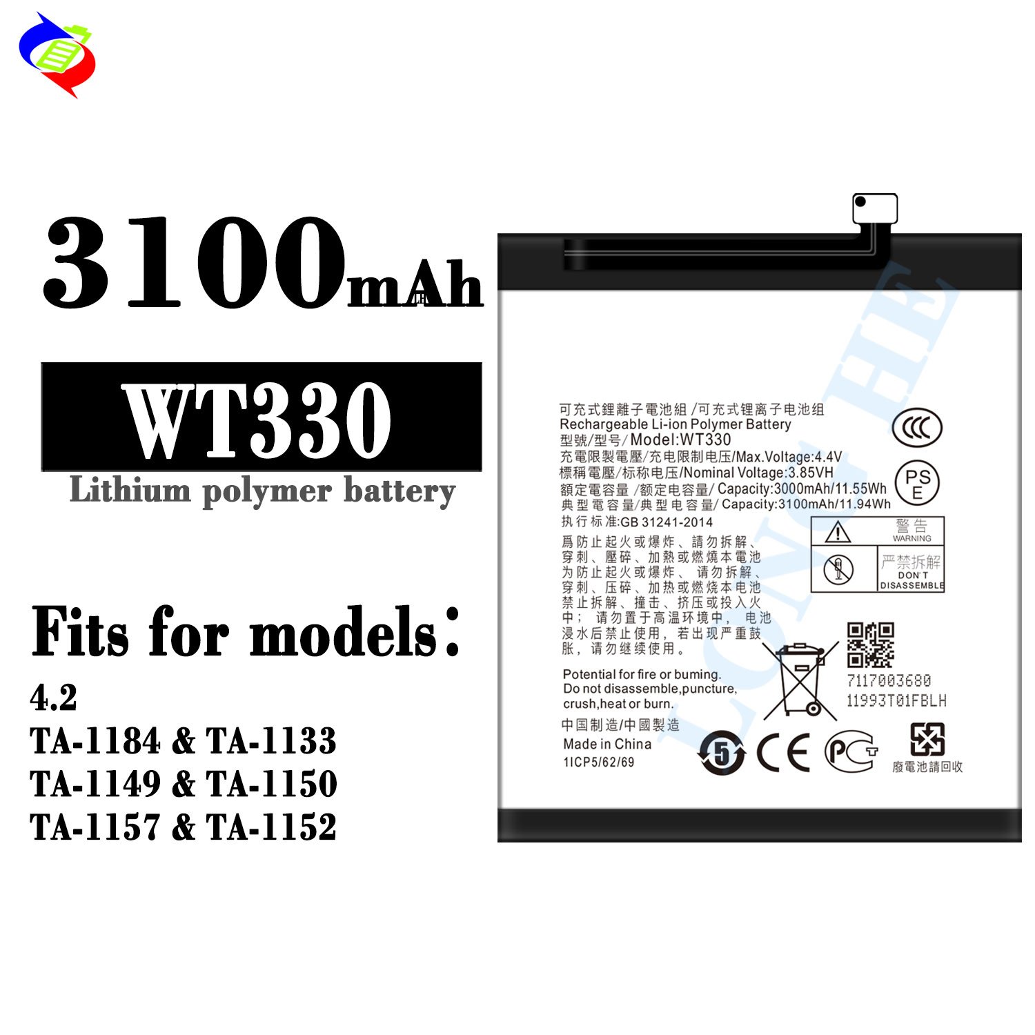 WT330 Nokia4.2 Mobile phone battery for Nokia 4.2 TA-1184 TA-1133 TA-1149 TA-1150 TA-1157 TA-1152