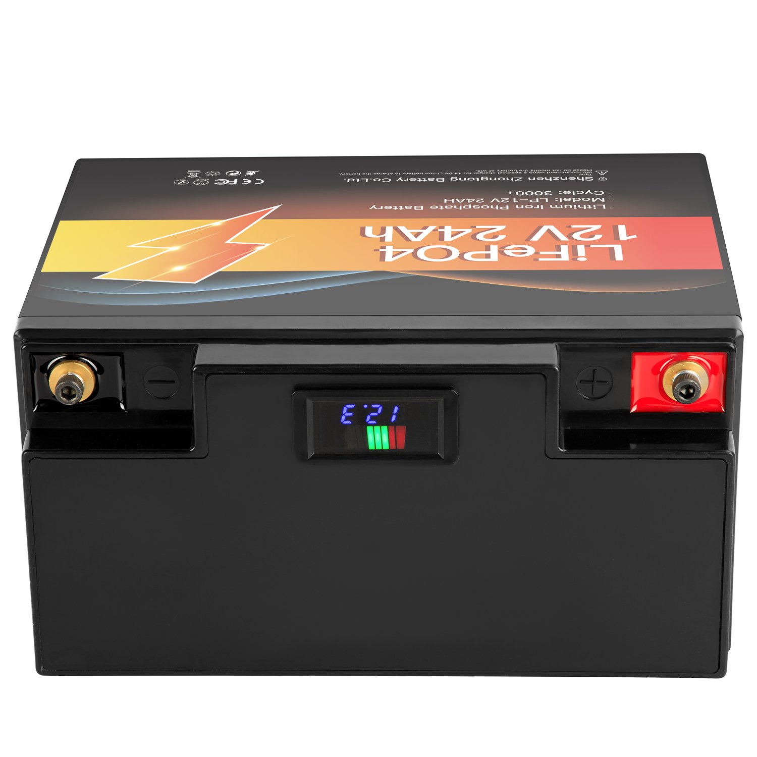 Lifepo4 12v 24ah Deep Cycle Battery Pack Rechargeable Solar Lithium Ion Phosphate Pack with LED display