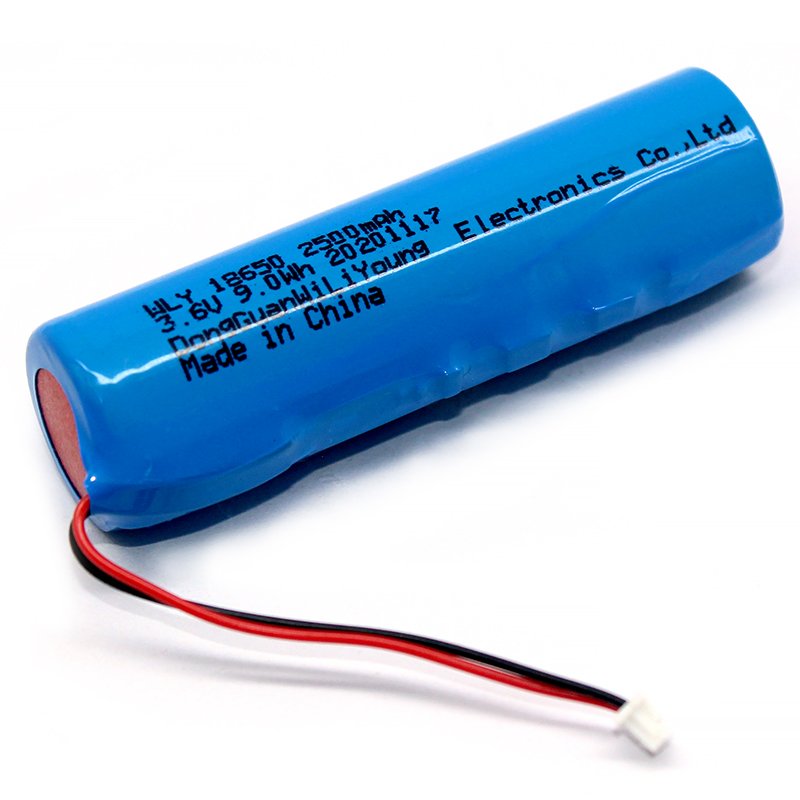 Customized 3.6V 18650 2500mah 9.0Wh lithium ion battery with protection board wires and connector
