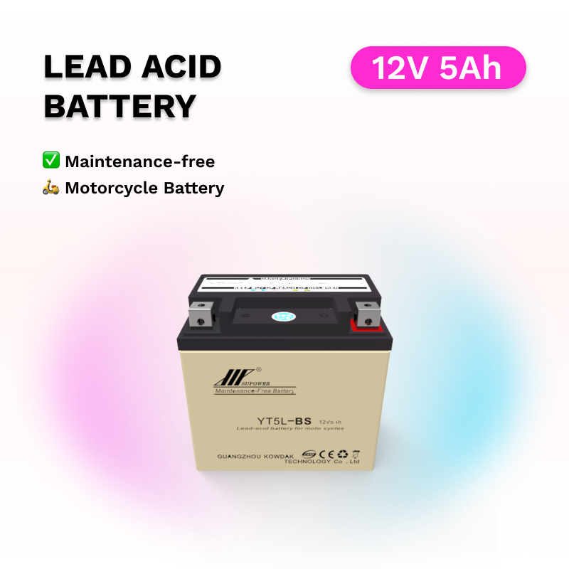 12V 5Ah lead acid battery OEM motorcycle maintenance-free battery SUPOWER YT5L-BS