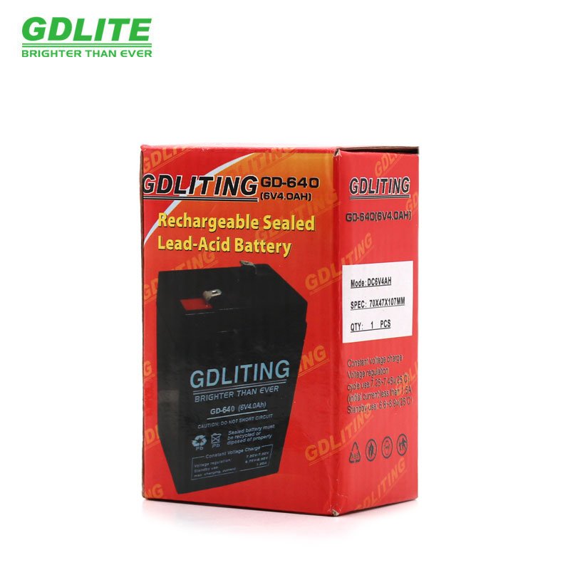 GDLITING rechargeable lead-acid battery 6v4ah solar energy storage battery GD640