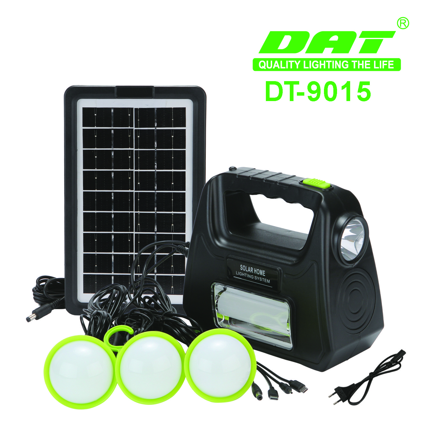 DT-9015B DAT AC to DC solar lighting system with Music and FM radio function solar lighting kits with USB function