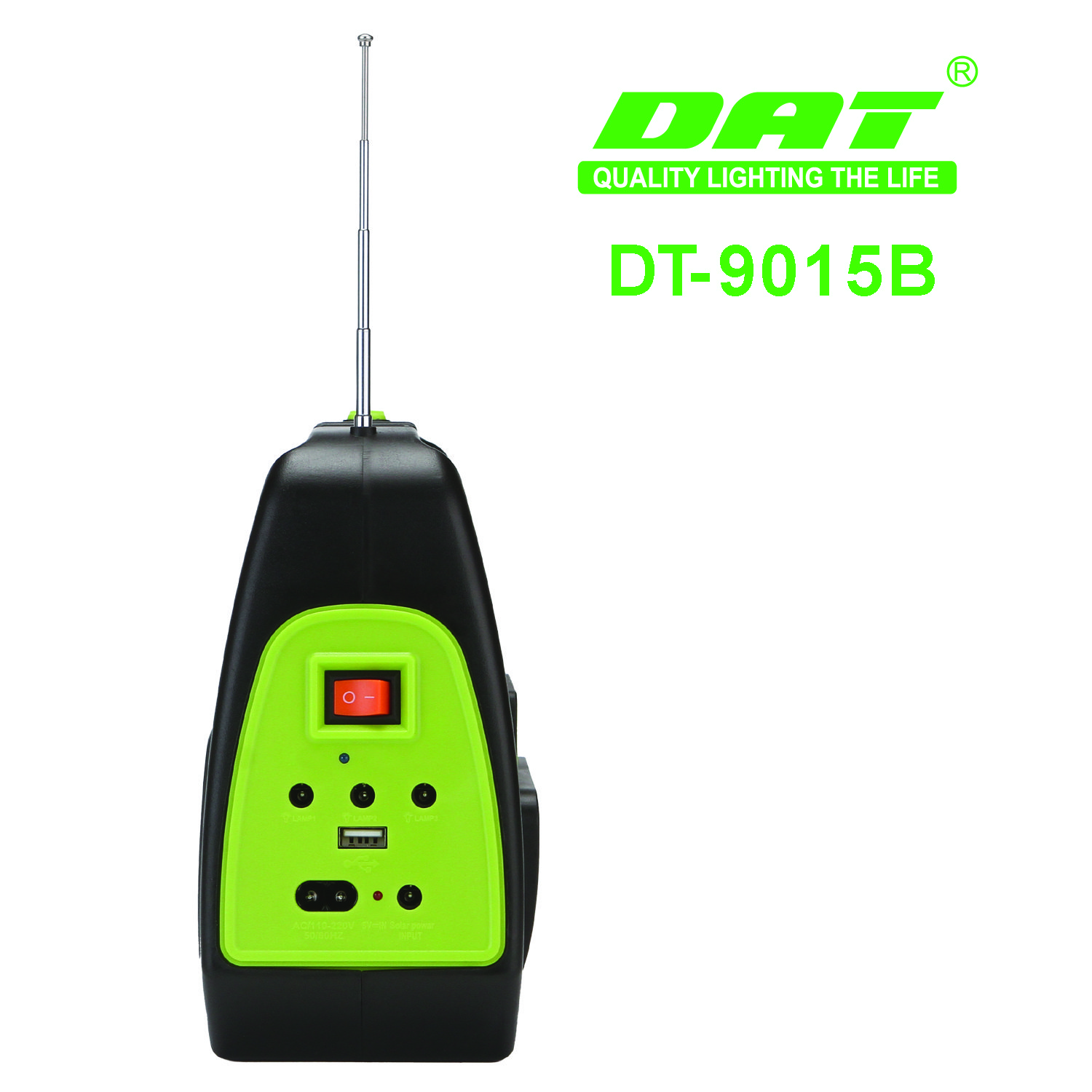 DT-9015B DAT AC to DC solar lighting system with Music and FM radio function solar lighting kits with USB function