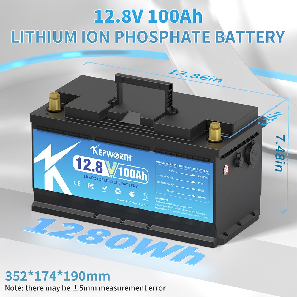 2024 New product Kepworth rechargeable deep cycle 12V 100Ah Solar Home Energy storage LiFePO4 Lithium ion Battery built-in BMS