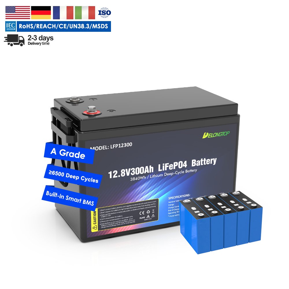 12V 300Ah LiFePO4 Lithium ion Battery, 6000+ Deep Cycles, Smart BMS, Perfect for RV, Solar, Marine and Off Grid Applications