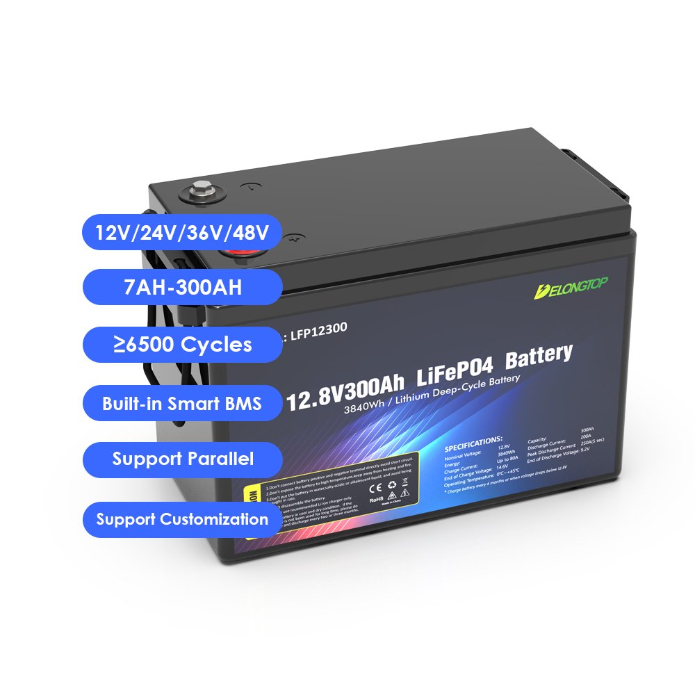 12V 300Ah LiFePO4 Lithium ion Battery, 6000+ Deep Cycles, Smart BMS, Perfect for RV, Solar, Marine and Off Grid Applications