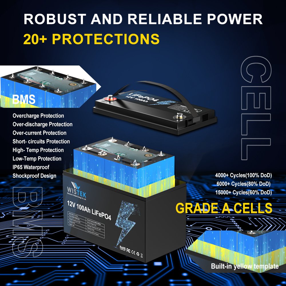 WISTEK LiFePo4 12v 50AH 100AH 200AH 300AH 400AH battery lithium ion batteries Energy Storage Battery