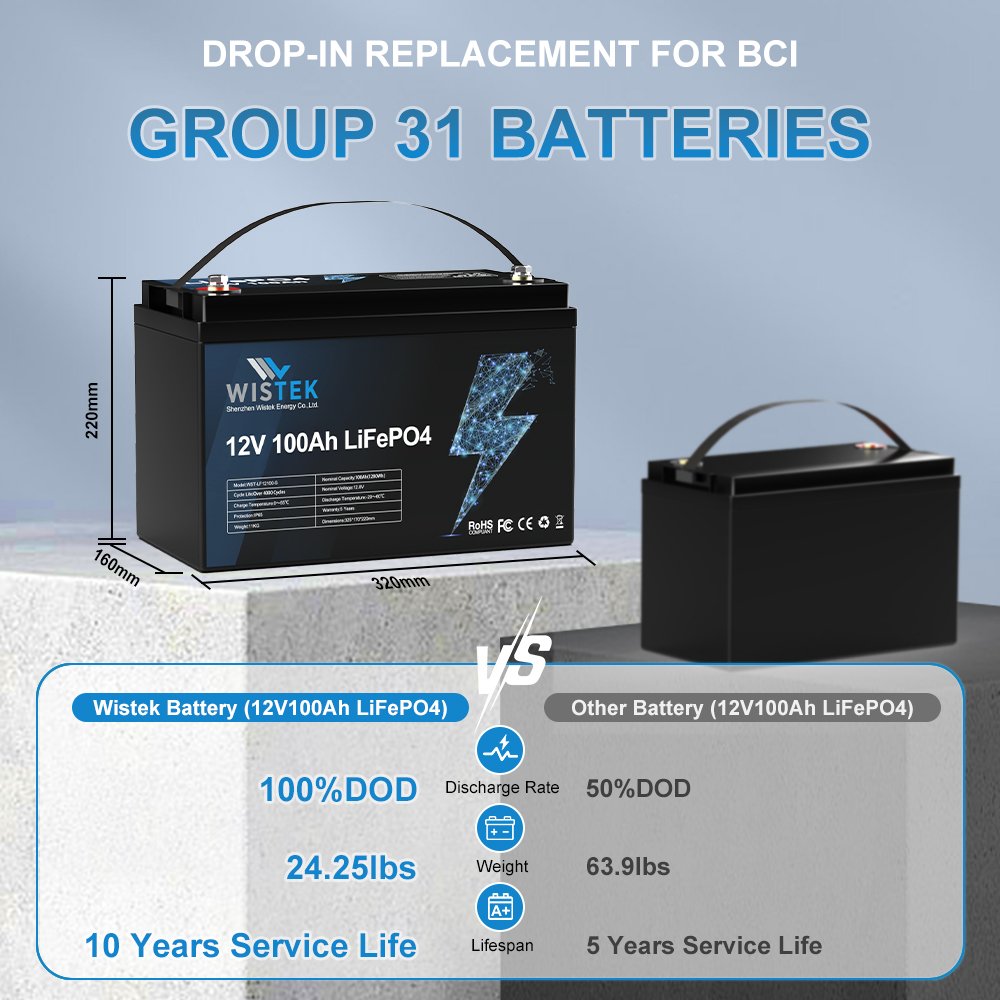 WISTEK LiFePo4 12v 50AH 100AH 200AH 300AH 400AH battery lithium ion batteries Energy Storage Battery