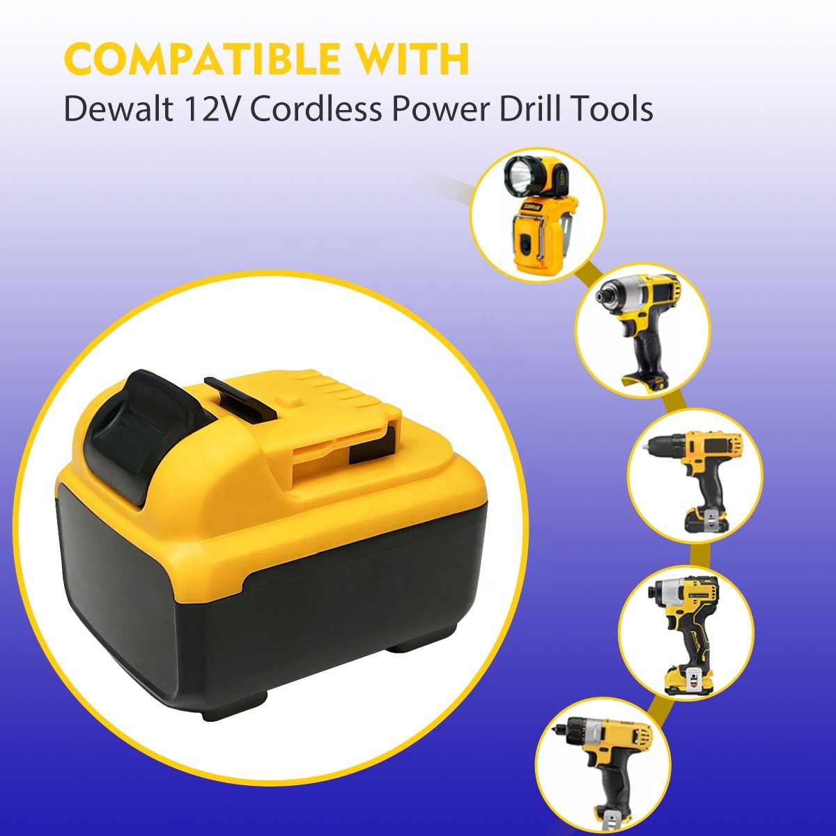 Replacement Dewalt Battery 12v 3.0Ah 4.0Ah 5.0Ah 6.0Ah Lithium ion Battery for Dewalt DCB120 cordless drill power tools