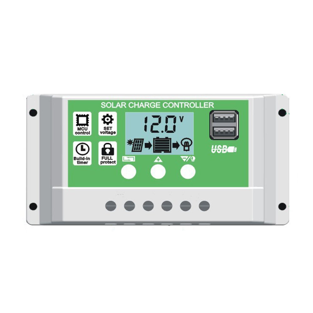 PWM 30A Y&H Solar Panel Charge Controller for with Dual USB Backlight LCD Display12V 24V Lead Acid/Lithium Battery