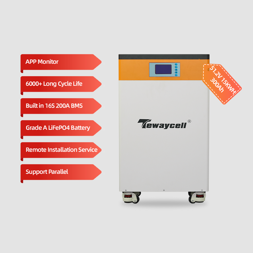Tewaycell Power wall 48V 200Ah 300Ah 400Ah 10KWH 15KWH 20KWH with Grade New Cells Energy Storage System