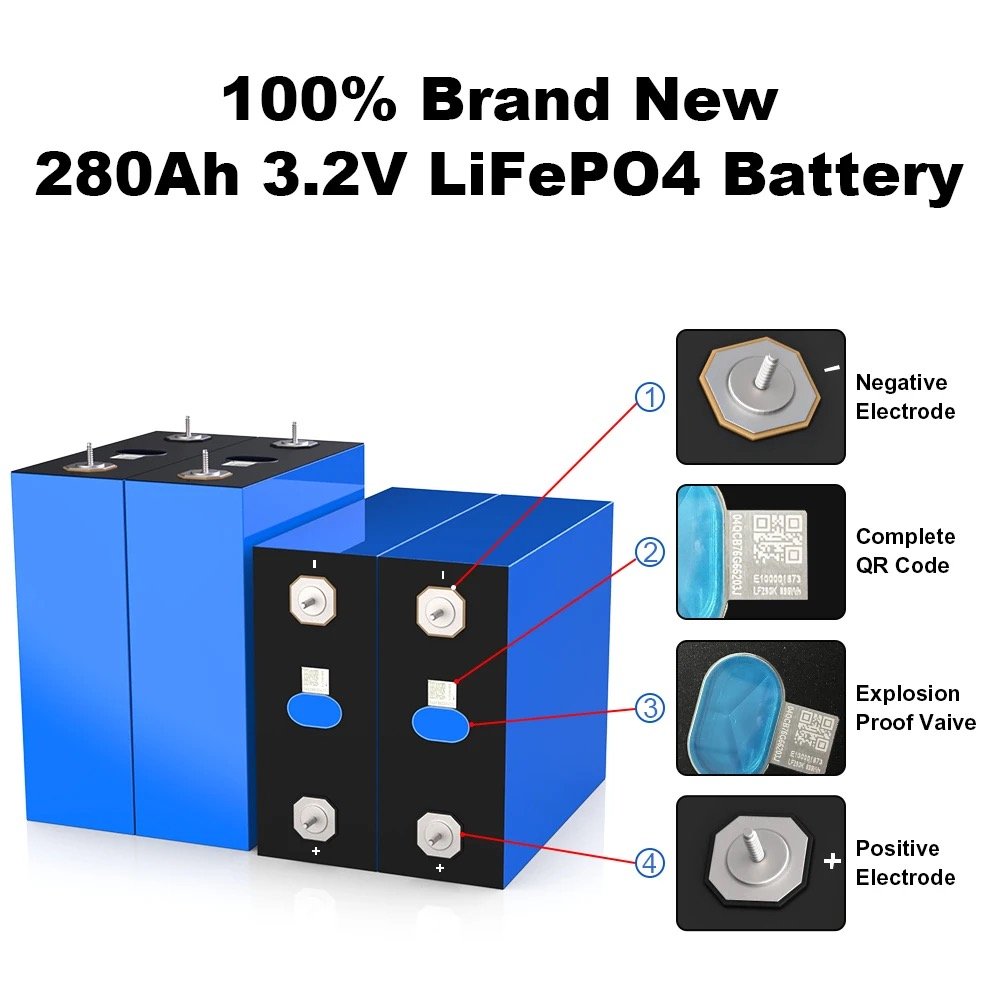 lithium ion battery 3.2v 280ah lifepo4 battery cell with terminal long run 3.2v 200ah 280ah 320ah cell lifepo4 battery