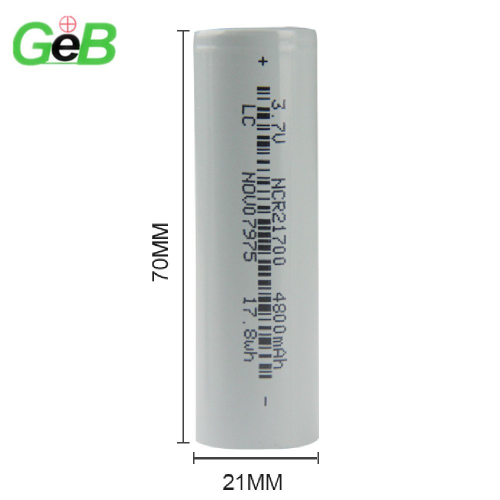 GEB 21700 3.7V 4800mAh 4500mAh 4000mAh 5000mAh 5C High Discharge 3.6V Li ion Rechargeable Battery for 24V 36V 48V Ebike Battery