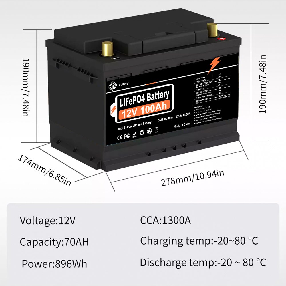 Custom 12v 12.8V 12.8 volt 50Ah 70Ah 100Ah 200Ah car auto starter lithium cylindrical cell rechargeable lifepo4 battery packs