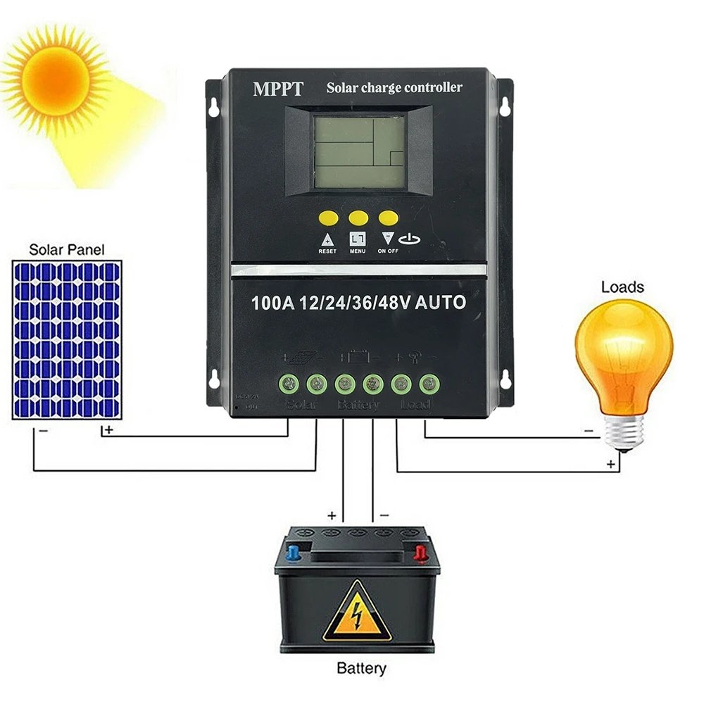 100A 80A 60A MPPT Solar Charge Controller 12V 24 V 36V 48V Solar Panel PV Regulator LCD USB for Lead Acid , Lithium Battery srne