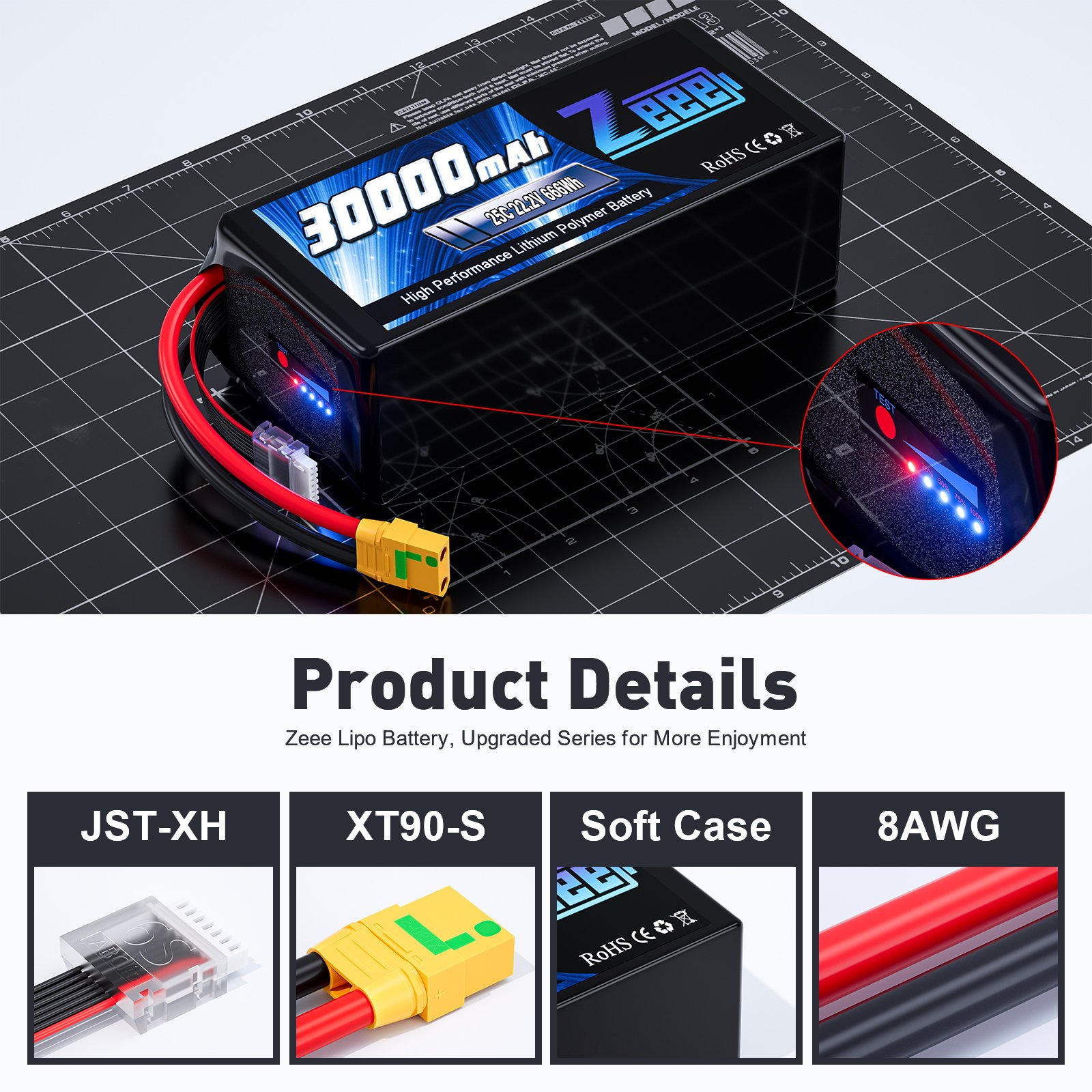 Zeee FPV Lipo Battery 25C drone battery 30000mah/22000mah 22.2V lipo battery for agriculture multi-rotor FPV DRONE /Aircaft