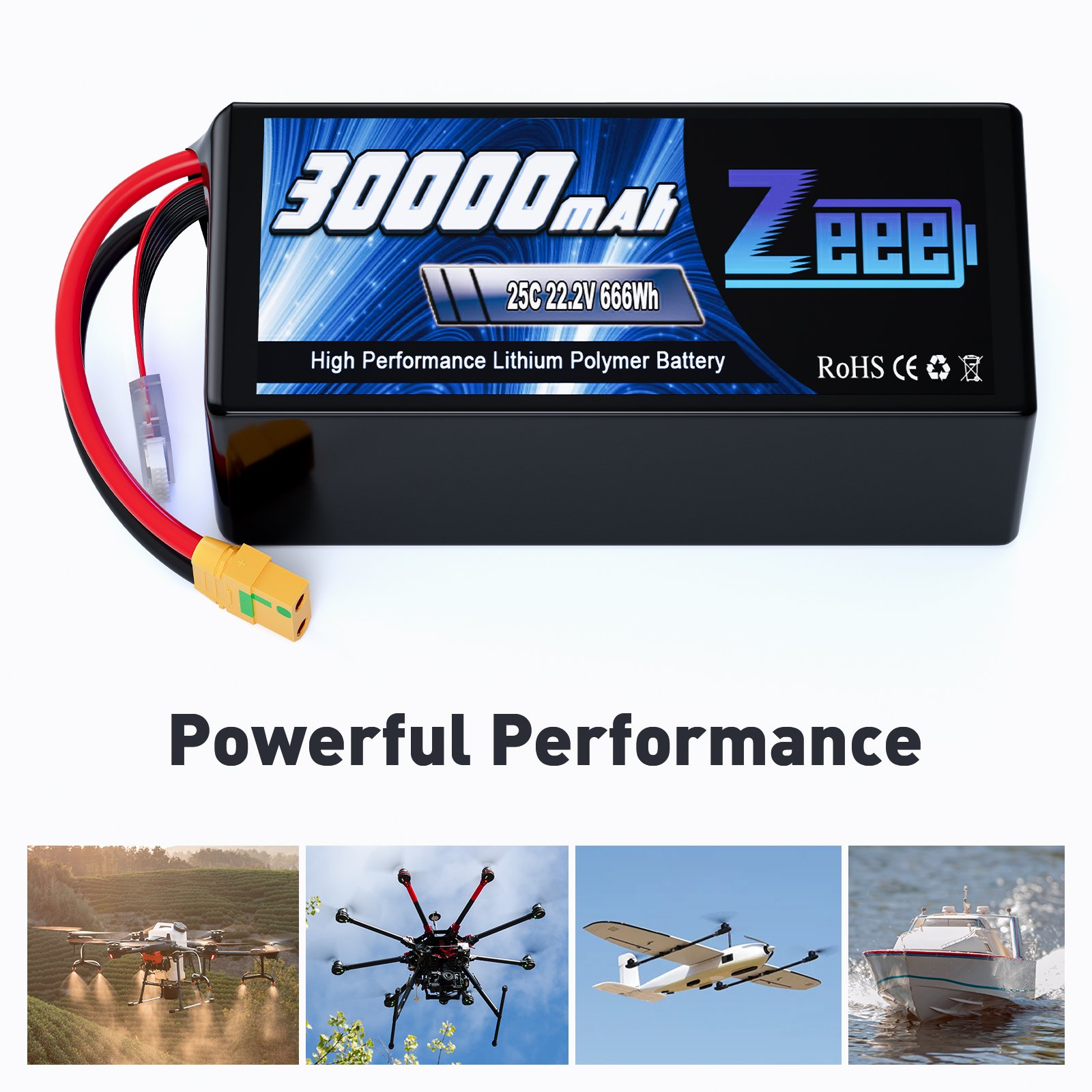 Zeee FPV Lipo Battery 25C drone battery 30000mah/22000mah 22.2V lipo battery for agriculture multi-rotor FPV DRONE /Aircaft