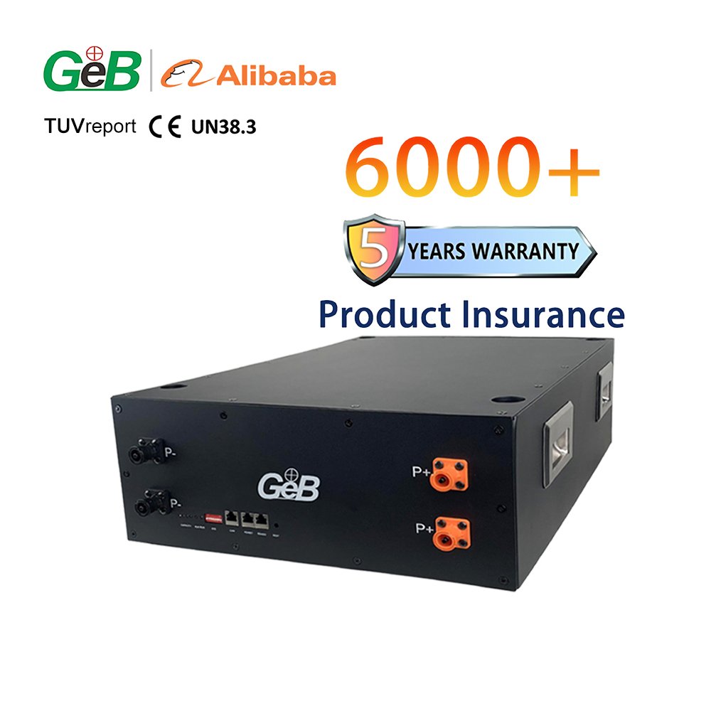 GEB efficient rack mount lcd home 100Ah 200Ah batterie lithium-ion 48v phase energy storage lifepo4 lithium ion battery