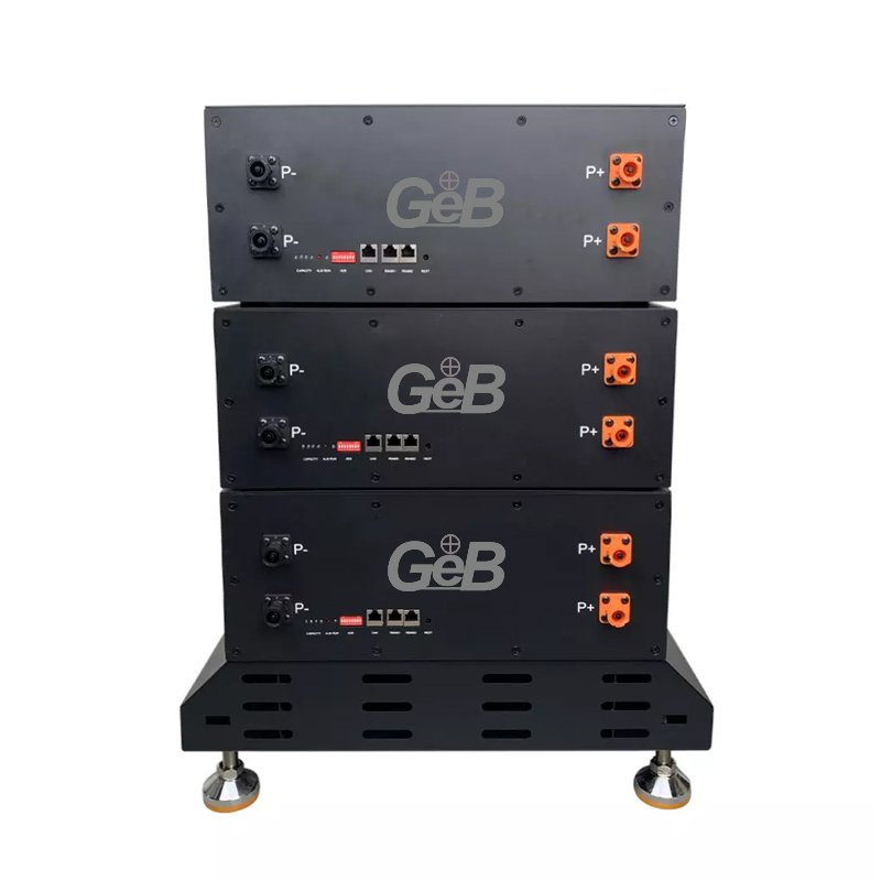 GEB efficient rack mount lcd home 100Ah 200Ah batterie lithium-ion 48v phase energy storage lifepo4 lithium ion battery