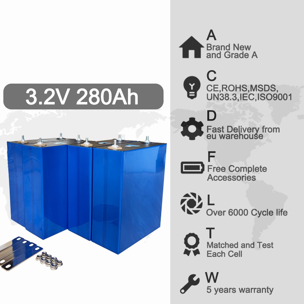 PL GE Stock Grade A 3.2V Lf280K Lifepo4 Battery Cell 300Ah 314AH 320Ah Lithium Ion Battery Solar Systems Lifepo4 280Ah Eu Stock