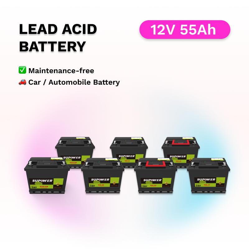 12V 55Ah lead acid battery OEM car maintenance-free battery SUPOWER 55530 55531 55545 55548 55559 55565 55573