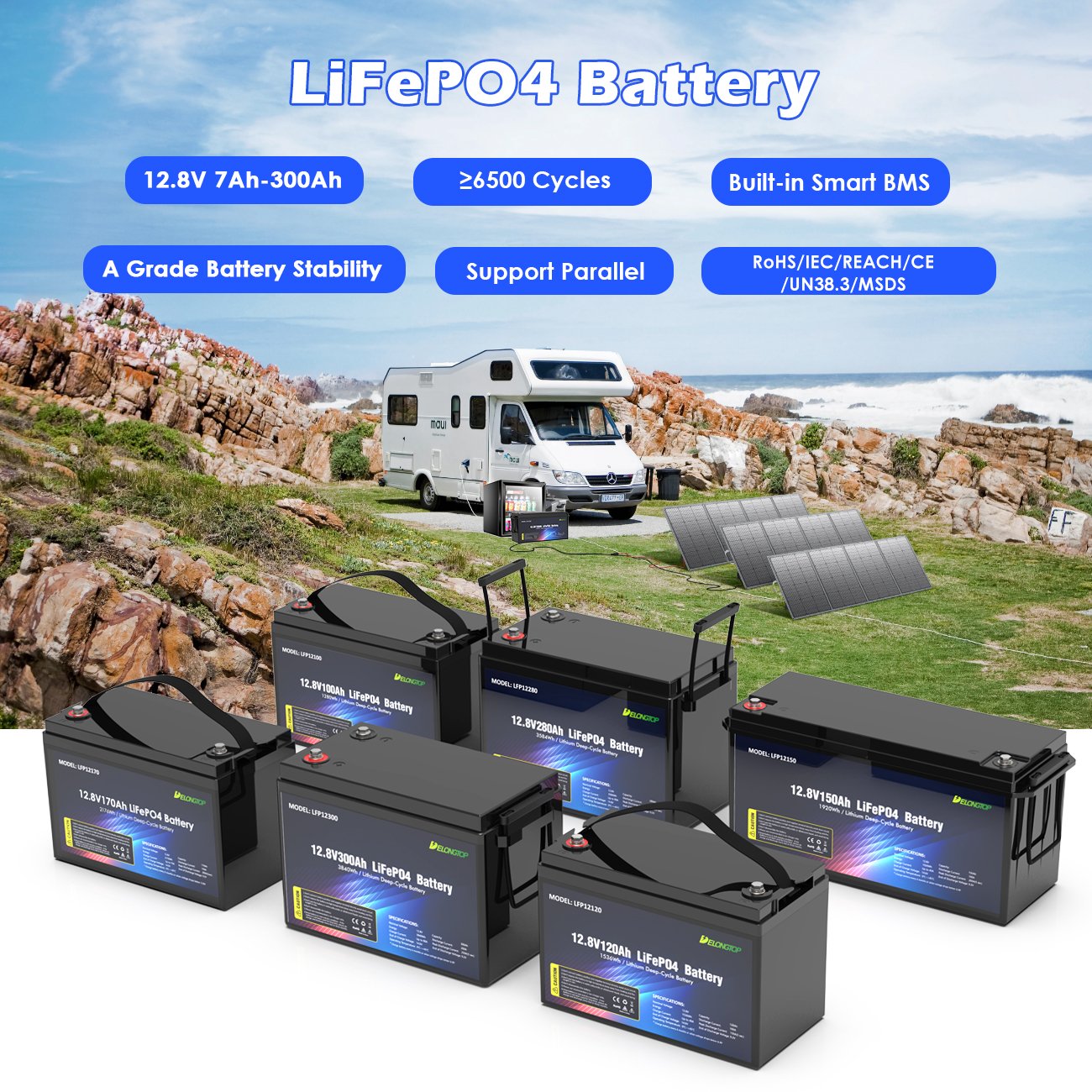 12V 20Ah Portable LiFe PO4 Deep Cycle Rechargeable 12V 24V 36V 48V LiFePO4 Lithium Ion Battery