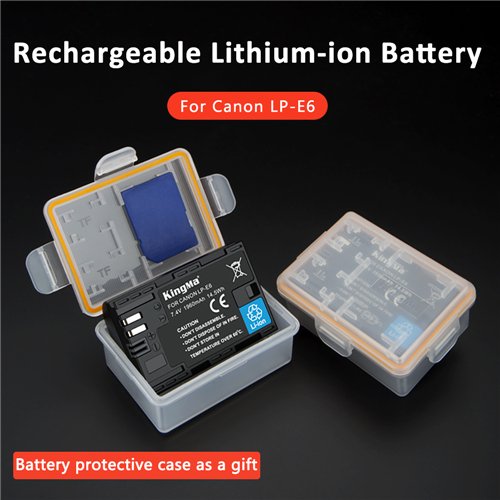Kingma Digital Recharger 1960mAh Lithium ion Batteries LP-E6 for Canon Camera 7D2 EOS 60D 7D 6D