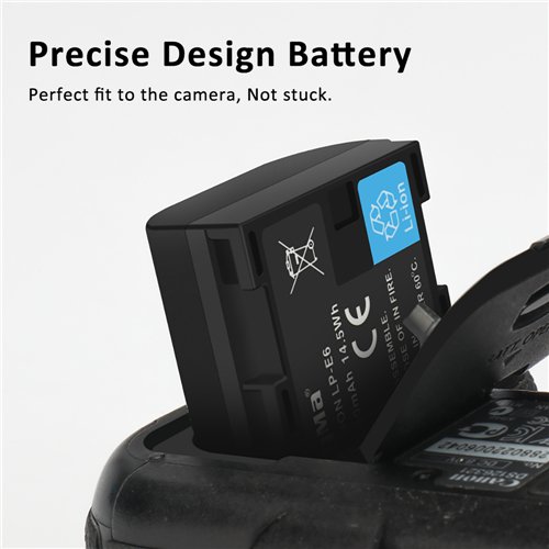Kingma Digital Recharger 1960mAh Lithium ion Batteries LP-E6 for Canon Camera 7D2 EOS 60D 7D 6D