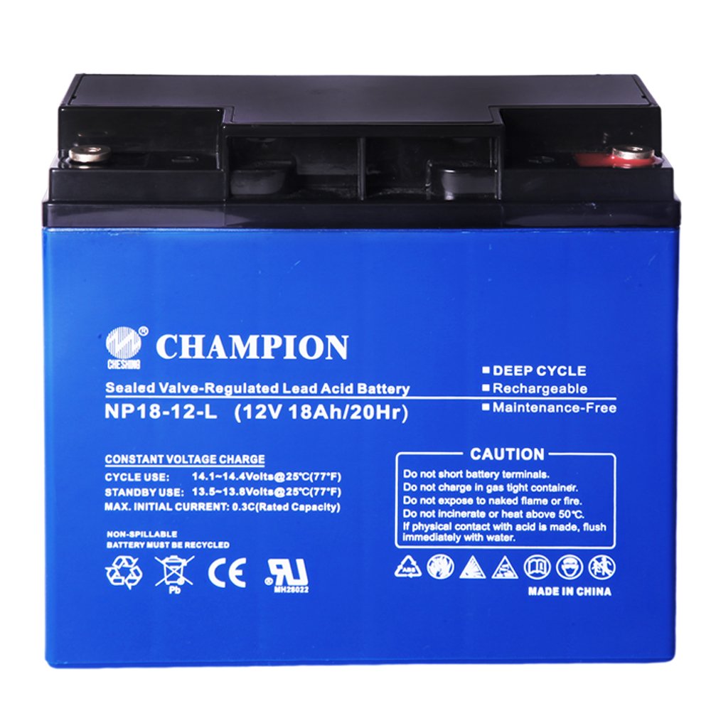 12Months Warranty CHAMPION Rechargeable 12V 18Ah Battery manufacturer solar storage Lead Acid Deep Cycle Battery Cell pack