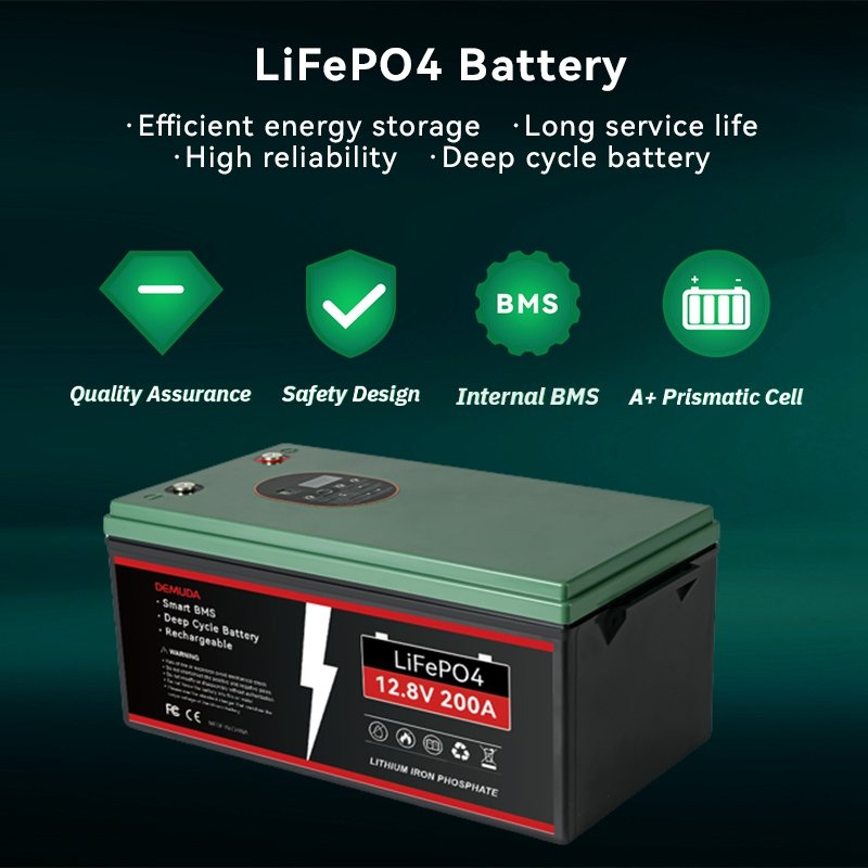 Fumosi LFP Solar Battery Pack Rechargeable Deep Cycle BMS 25.6V 12.8V 12v 48v 200Ah 300Ah 80Ah Lithium Ion Batteries Lifepo4