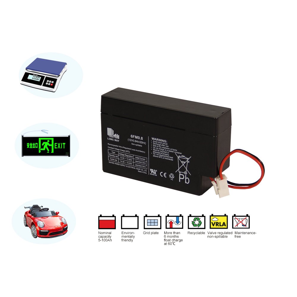 Sealed safety valve 12V0.8ah 6FM0.8 Maintenance Free Power Lead Acid batteries