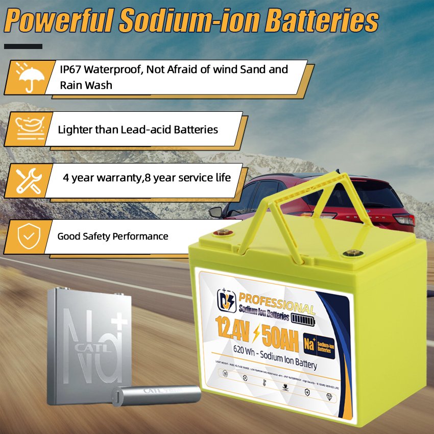 NA 12V 60Ah Sodium Ion Grade A Battery Sodium ion Automobile Cranking Batteries For Replacing Lead Acid Battery