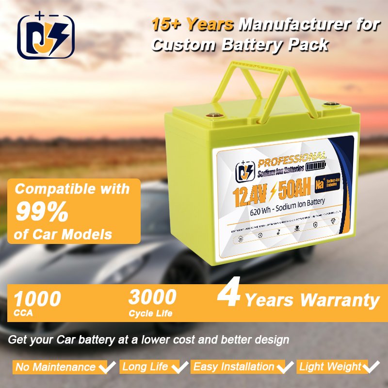 NA 12V 60Ah Sodium Ion Grade A Battery Sodium ion Automobile Cranking Batteries For Replacing Lead Acid Battery