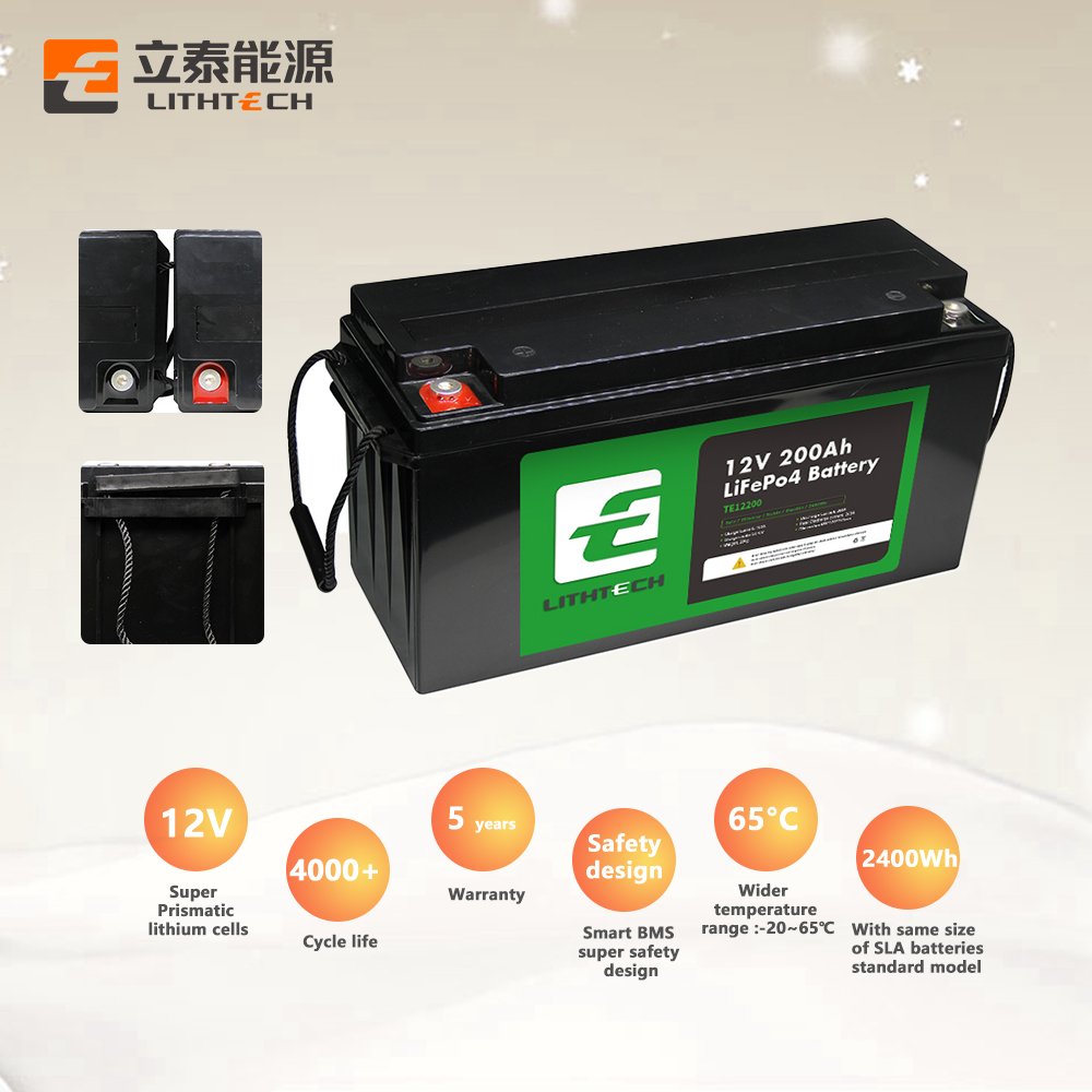 LTC 12V Lifepo4 back up Solar Energy Storage Batteries Pack 12 volt Lithium Ion Battery 12.8V 200Ah akku heated For Camping Car