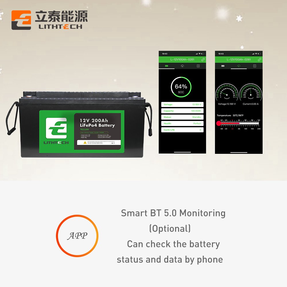 LTC 12V Lifepo4 back up Solar Energy Storage Batteries Pack 12 volt Lithium Ion Battery 12.8V 200Ah akku heated For Camping Car
