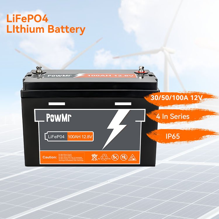 PowMr Rechargeable 30AH 50AH 100AH 12V Lithium lead-acid Battery Built in BMS System High life Lifepo4 Battery