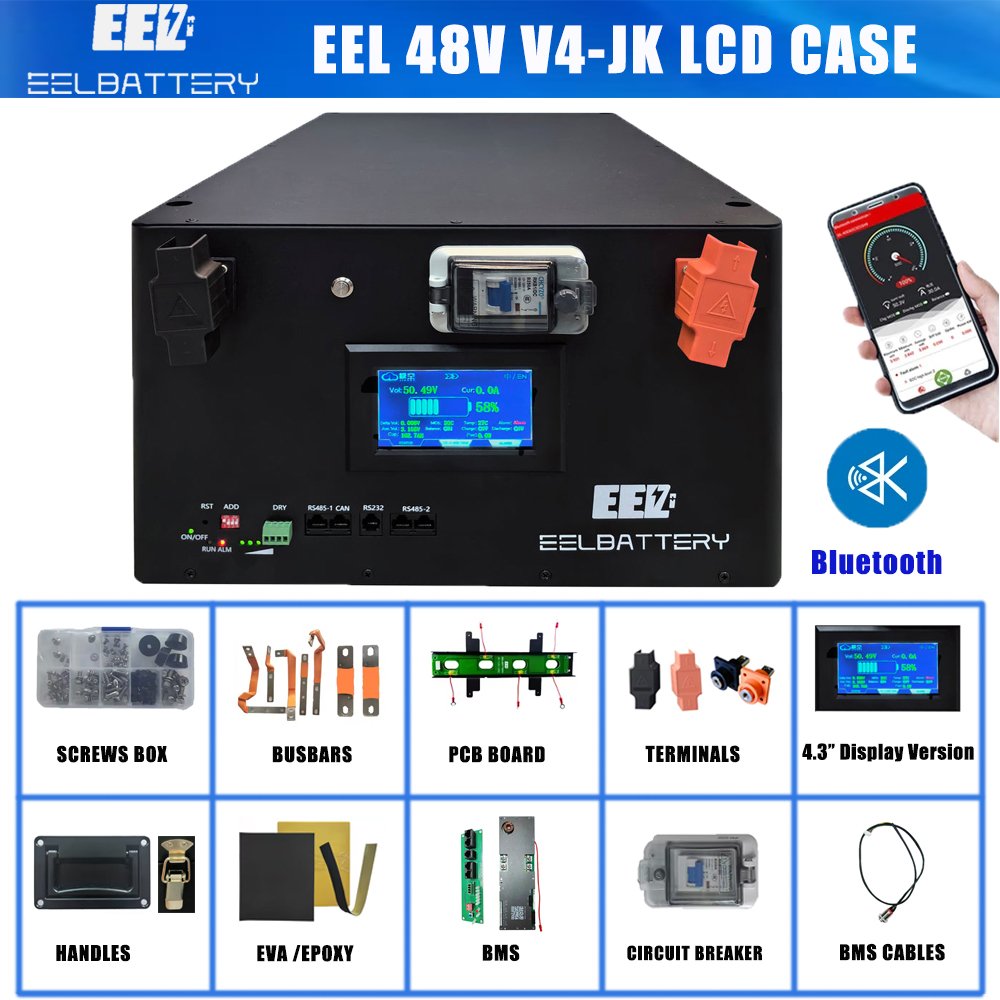 EEL EU stock JK battery box with 4.3 display JK BMS 48v lithium ion battery 280ah 300ah Battery Packs solar panels energy