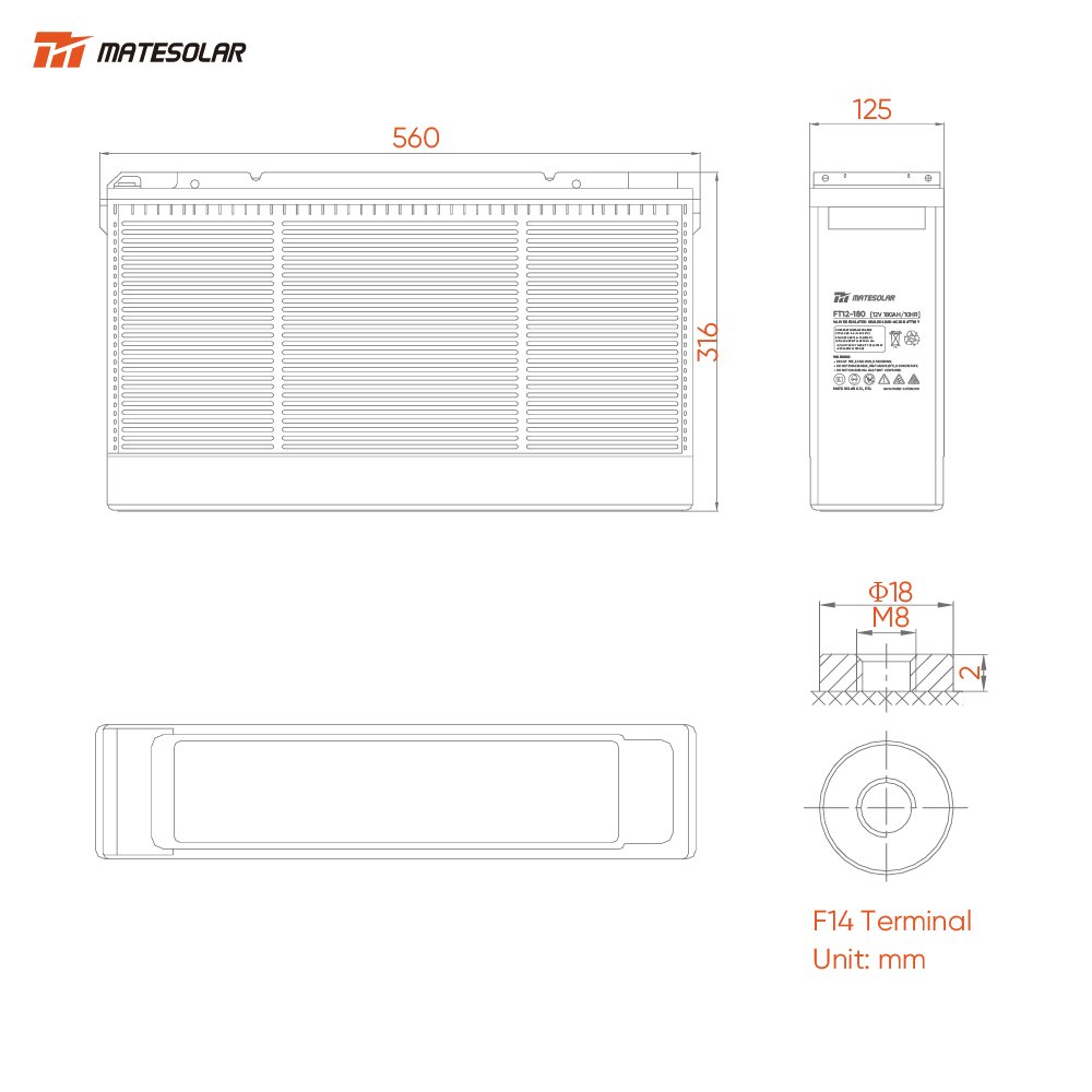 Mate Front Terminal Storage Battery 12V150Ah 12V 150Ah 180Ah 200Ah Lead Acid Battery