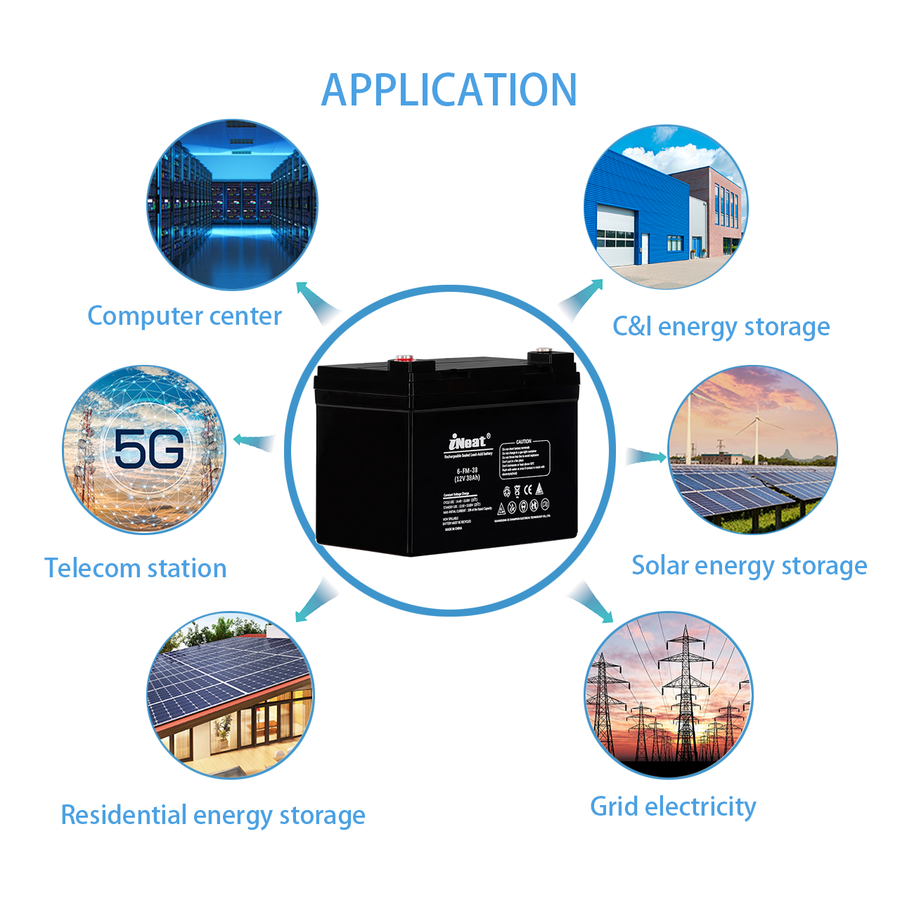 High Quality 12V 38Ah UPS Battery Sealed Lead-Acid Battery for Uninterruptible Power Supplies