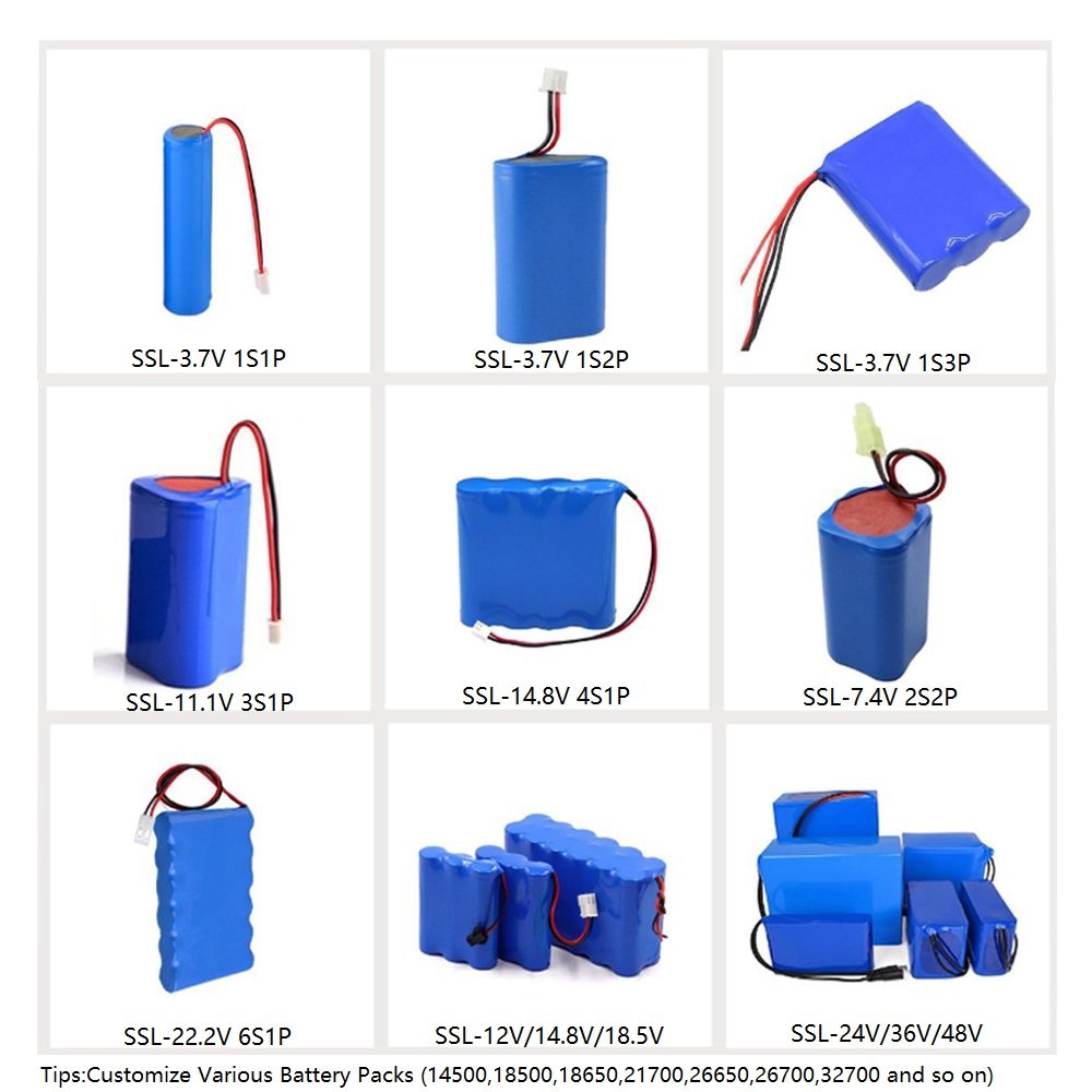 Customized Lifepo4 Battery 2600Mah 3500Mah 3.7V 7.4V 11.1V 12V 14.8V 24V 18650 32650 26650 21700 Lithium Ion Battery Pack
