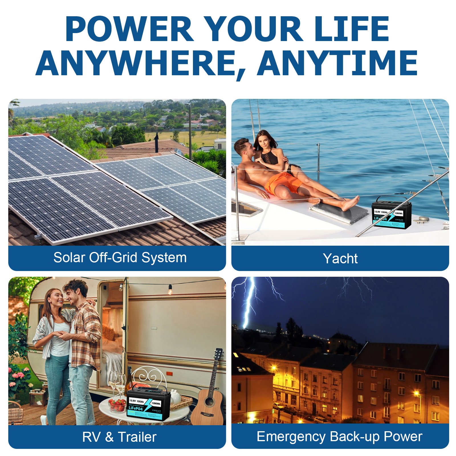 Lifepo4 Lithium Ion Battery LFP Solar Power Storage RV Marine 12V 200AH Lithium Iron Phosphate Battery