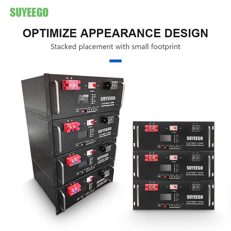 SUYEEGO Lifepo4 48V Inverter Hybrid Solar 51.2V 100ah 200ah Power Rack Mounted Battery 10kwh Lithium Ion Batteries