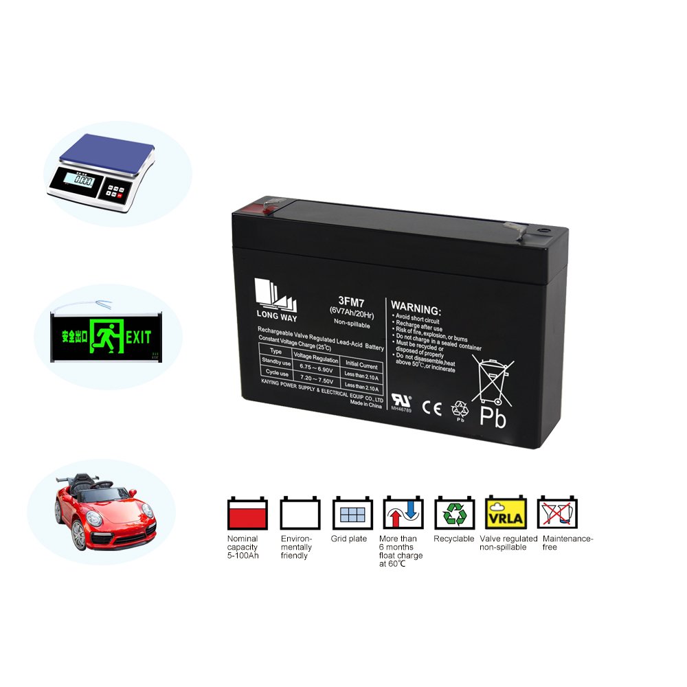 LONG WAY General Series Small Capacity 6V 7Ah AGM Vrla Lead-acid Batteries for UPS, Alarm System and Solar System