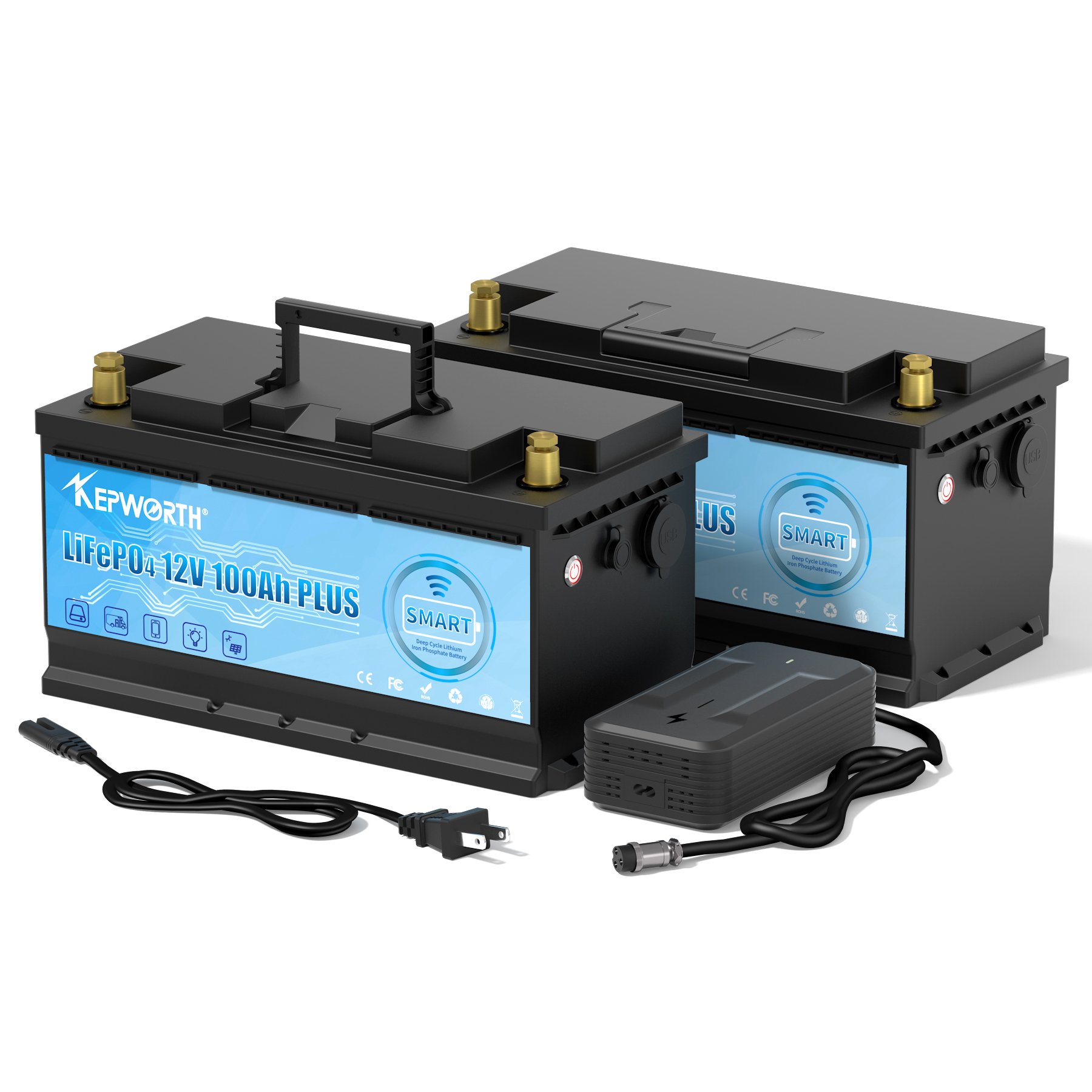 EU/UK/US Stock for Kepworth 12V 100AH Lithium Ion phosphate LiFePO4 Deep Cycle Battery with Bluetooth for RV Marine Solar System