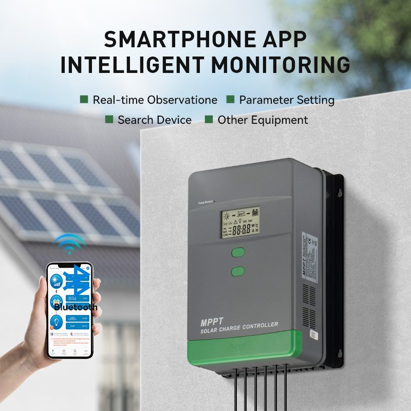 60A MPPT 12/24V MPPT solar controller Lighting Controller LED Display ROHS Certified with Lead-Acid Battery & Lithium Battery
