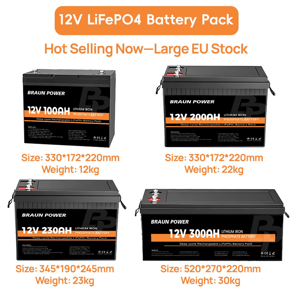 12V Lifepo4 Battery 400Ah 24V 48V 100Ah 200Ah 300Ah Gel Lithium Ion Batteries With Bms