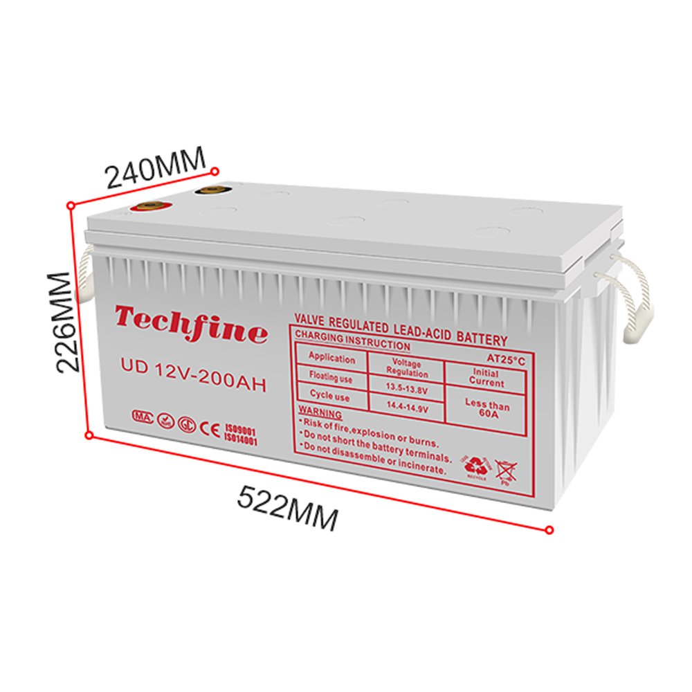 Techfine Hot Sale Factory Price 12V 200AH Solar PV Off Grid Charging Sealed Lead Acid Battery