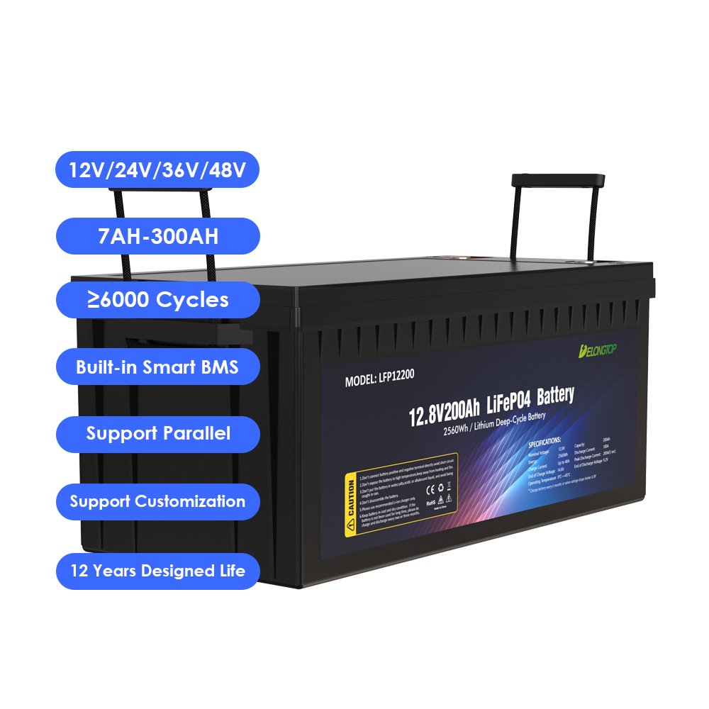 Rechargeable 12V Lithium Ion Batteries 50Ah 80Ah 100Ah 120Ah 150Ah 180Ah 200Ah 230Ah 280Ah LiFePO4 Batteries Built in Smart BMS